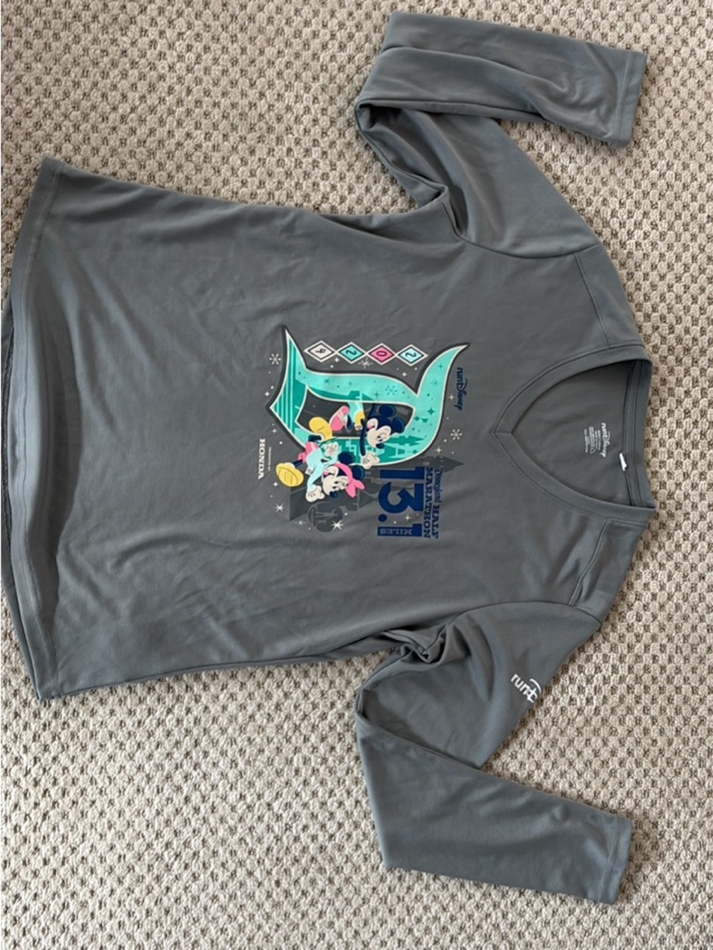 Disney Gray Long Sleeve Tee with Mickey & Friends Graphic